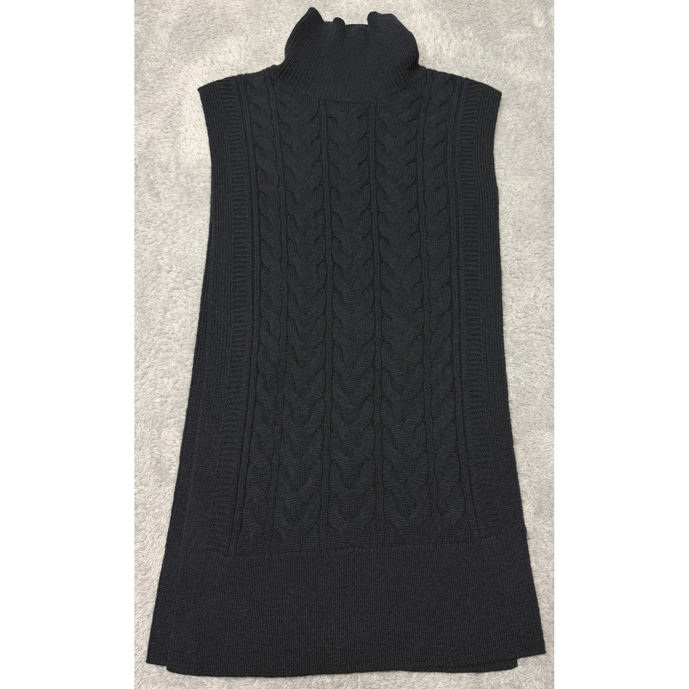 COS Sweater Vest Womens OS Navy Blue Open Side Wool Yack Roll Neck Dickie Ribbed